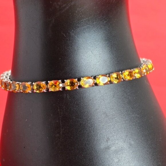 925 Sterling Silver Bracelet with Natural Citrine Gemstone. - Picture 9 of 11